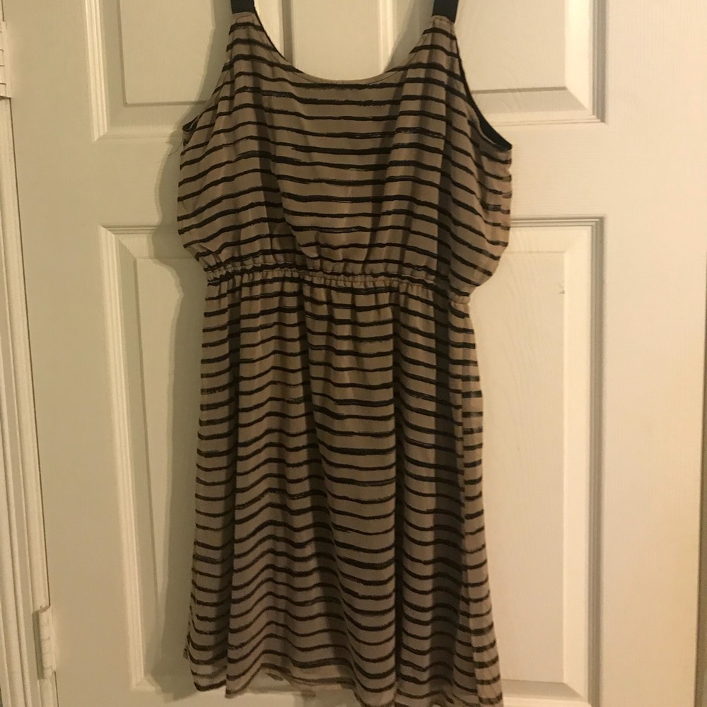 Xhilaration Black and Cream Striped Dress
